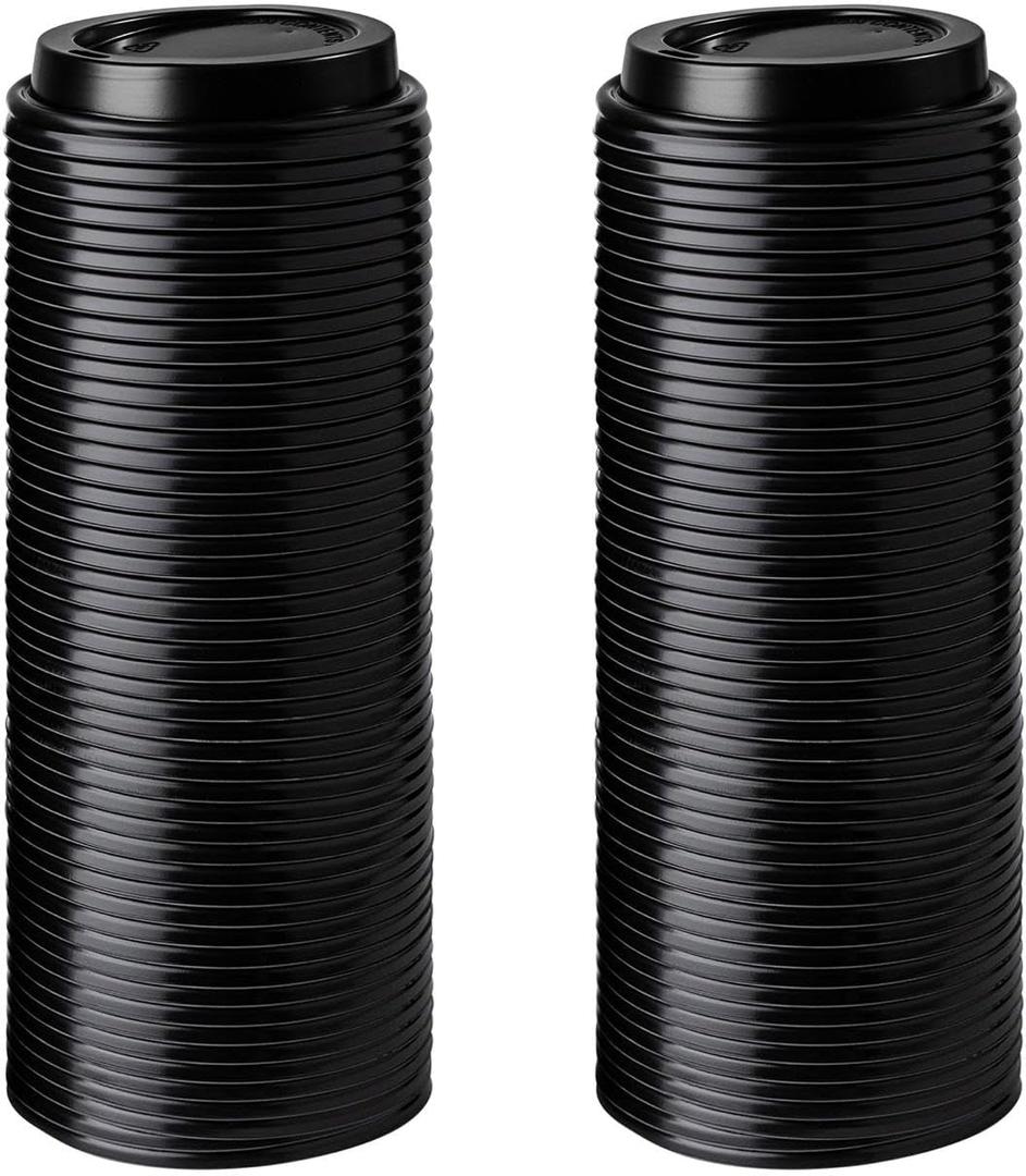 Paper Cups, Paper Coffee Cups - Disposable White Hot Cups for Coffee, Tea or Hot Chocolate. Great for Home and Office (100, Lids For 12,16,20, oz Hot Cups)