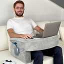 Ergonomic Gaming & Laptop Pillow Table | X-Large Design | Inclined Arm Rest & Reading Pillow for Gamers | Lap Desk Pillow with X-Large Pockets | Ideal for Gaming, Working, Reading