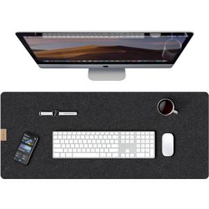 Large Felt Desk Mat,Anti-Slip Rubber Particles Resistant Mouse Pad,Office Desk Protector with Anti-Slip Base,Desk Pad, Extended Mouse Mat,for Home and Offic (Black, 31.4x15.7inch)