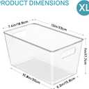 Vtopmart 6 PCS Clear Plastic Storage Bins, Pantry Organizer Containers with Handle for Refrigerator, Fridge, Cabinet, Kitchen, Countertops, Cupboard, Home Organization and Storage, XL