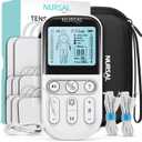 NURSAL Dual Channel 3-in-1 TENS Unit Muscle Stimulator, EVA Travel Case Electronic Pulse Massager, 24 Modes TENS EMS Machine, Muscle Massager for Shoulder, Neck, Sciatica and Back Pain Relief Therapy