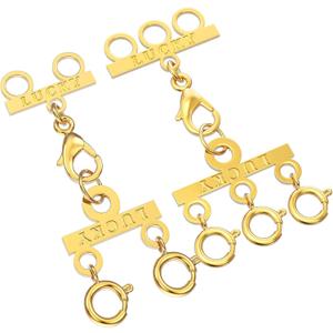 Dailyacc Lucky Necklace Layering Clasp 18K Gold and Silver Multi Strand Clasps for Stackable Necklaces (2Pcs Clasp 2 + 3 Gold)