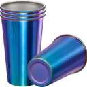 MEWAY 4 Pack 24oz Stainless Steel Pint Cup,Healthy Unbreakable and Stackable,Metal Drinking GlassesBeer GlassesRainbow