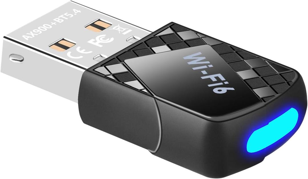 AX900Mbps USB WiFi 6 Adapter for PC, 2-in-1 Bluetooth 5.4 WiFi Adapter.2.4G/5G Dual-Band Wireless Network Transceiver Adapter for Laptop, Desktop, WPA3,Supports Windows 11/10/7