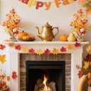 BLOSMON Thanksgiving Centerpieces for Dinner Table: 19.7 Inch Fall Indoor Home Decor Faux Tree with Timer 30 LED Lights - Artificial Pumpkin Berry Maple Leaf Pine Cone Trees Autumn Decoration (Orange & Red)