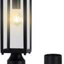 Solar Lamp Post Light Outdoor 14.5", Waterproof Dusk to Dawn Solar Post Light, Matte Black, for Yard Garden Driveway Patio