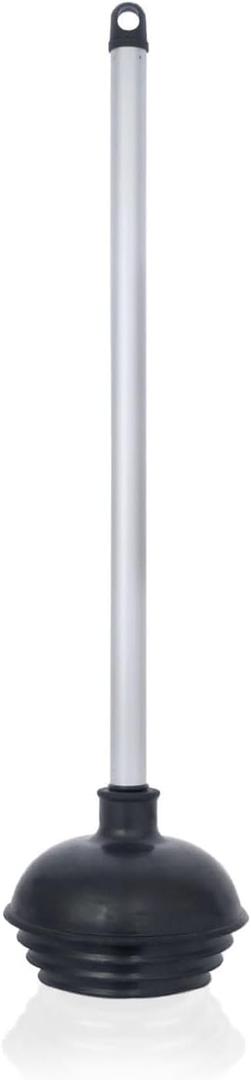 NEIKO 60166A Toilet Plunger with Patented All-Angle Design, Heavy-Duty Toilet Bowl Plunger with Aluminum Handle, Bathroom Necessity, Black, 1-Pack
