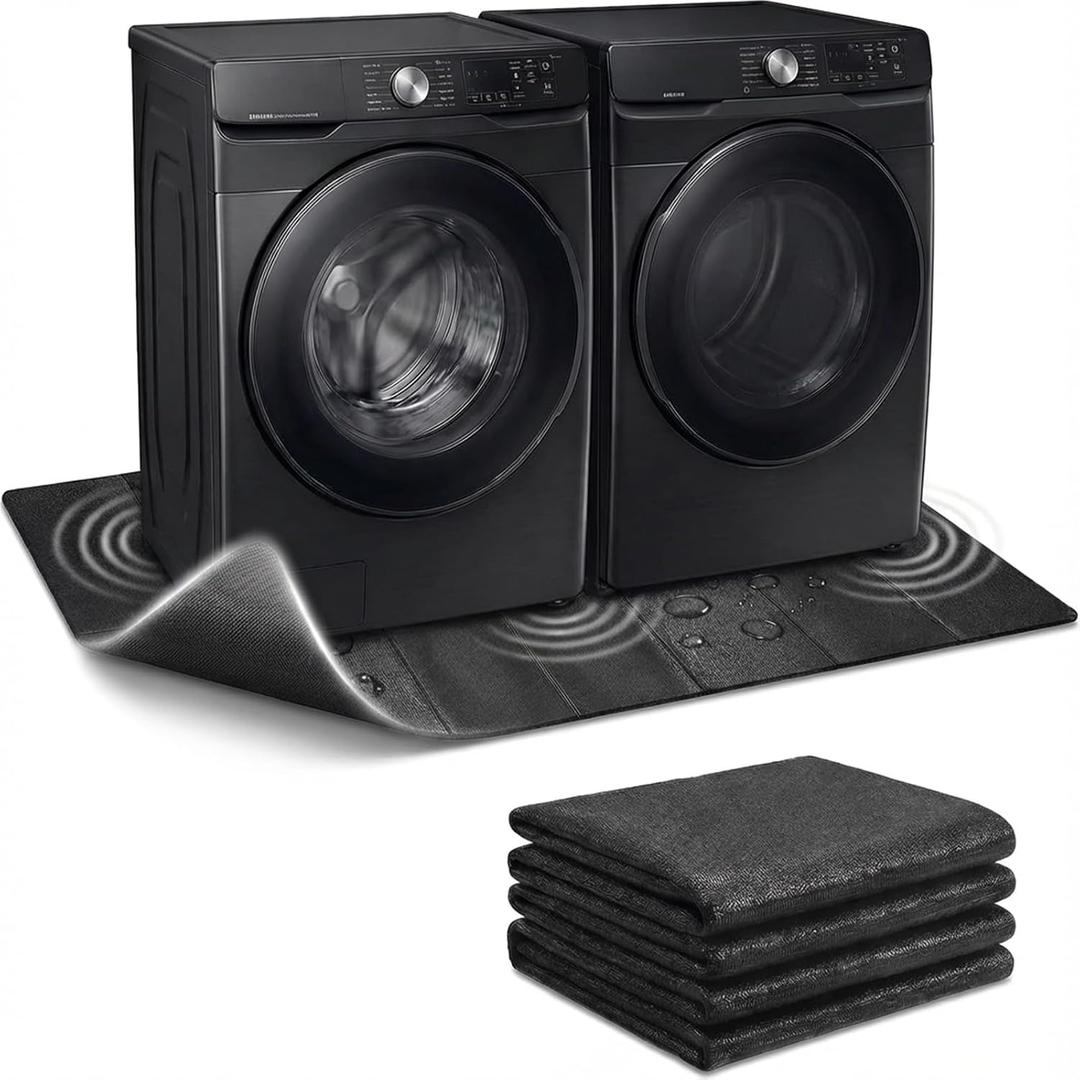 Foldable High-Density Washer Dryer Mat, 68 x 29.5 in, Noise Reduction Anti-Vibration Mat, Waterproof & Non-Slip, Floor Protection Ideal for Late-Night Laundry & Pet-Friendly Homes