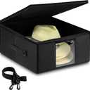 Teraves Large Cowboy Hat Storage Box, All Around Hardboard Support, Crush-Proof, Dust-Proof, Wide Brims Hat Travel Case with Shoulder Strap Carrying Handle and Trolley Sleeve, Black