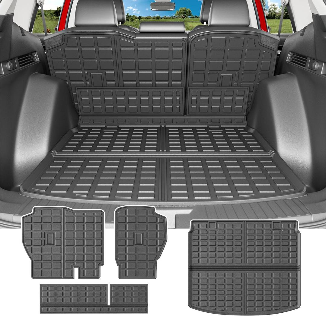 powoq Hybrid Cargo Liner Compatible with 2023-2025 Honda CRV Upper Deck Cargo Mat TPE Trunk Mat Replacement for 2023-2025 Honda CRV Accessories (Fit 23-25 Hybrid Upper Deck, Backrest Mat+Trunk Mat)