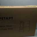 4-Tier Stereo Stand, AV Media Stand Cabinet Console Shelf with Power Strips and 2 Hooks, Audio-Video Rack Game Console Stand Media Organizer (Maple)