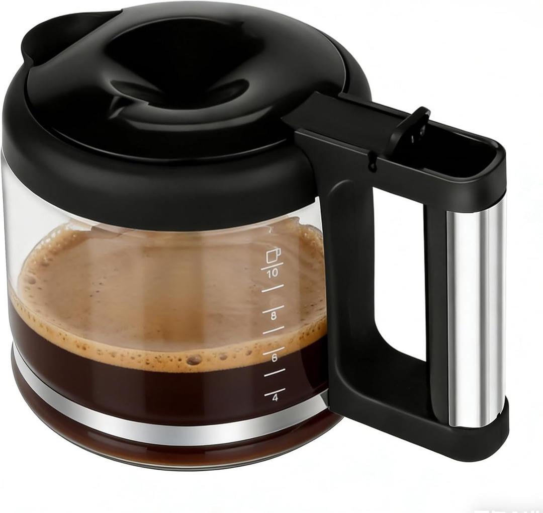 10-Cup Glass Carafe Replacement Compatible with De'Longhi COM532M COM530M All-in-One Combination Coffee Makers, Replacement Coffee Pot for DeLonghi Espresso Machine BCO330T BCO430 BCO320T KF863