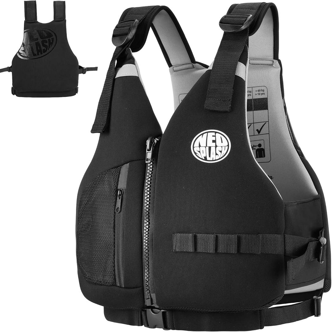 Swim Vest with Adjustable Safety Straps for Adults (Black, M)