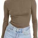 Trendy Queen Women's Turtleneck Long Sleeve Shirts Fall Fashion Basic Thermal Underwear Tops Winter Clothes 2025 (Large)