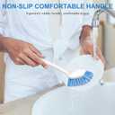 SetSail Dish Brush with Handle, 2 Pack Stiff Bristles Dish Scrubber with Built-in Scraper Dish Scrub Brushes for Cleaning Dishes, Pots and Pans, Kitchen Sink (Black-blue)