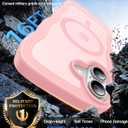 2 x Magnetic for iPhone 16 Case,[Compatible with MagSafe][Military-Grade Drop Protection][Anti-Yellowing] Shockproof Protective Translucent Matte Cover for iPhone 16 Phone Case,Peach Pink