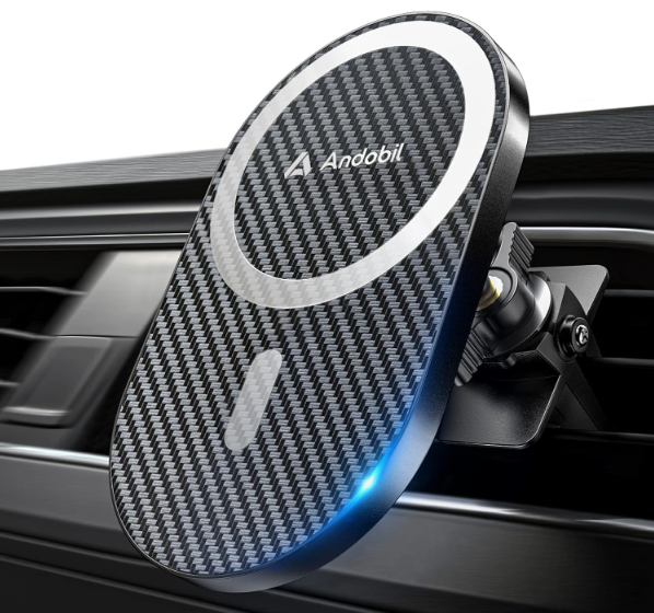 andobil Upgraded for Magsafe Car Mount Pro [Strongest Magnet, Big Phone Friendly] 360° Rotation Magnetic Phone Holder for Car Vent for iPhone 17 Pro Max 16/15/14/13/12 Samsung S26/S25 (Carbon Fiber)