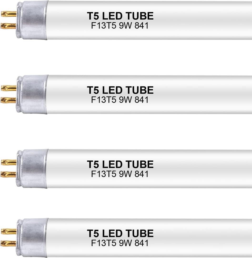 21 Inch F13T5/CW LED Replacement Bulbs, 4100K Cool White, T5 LED 9 Watts Replace Fluorescent Bulb with LED, Replacement Tube for Counter and Cabinet Fixture, 4 Pack