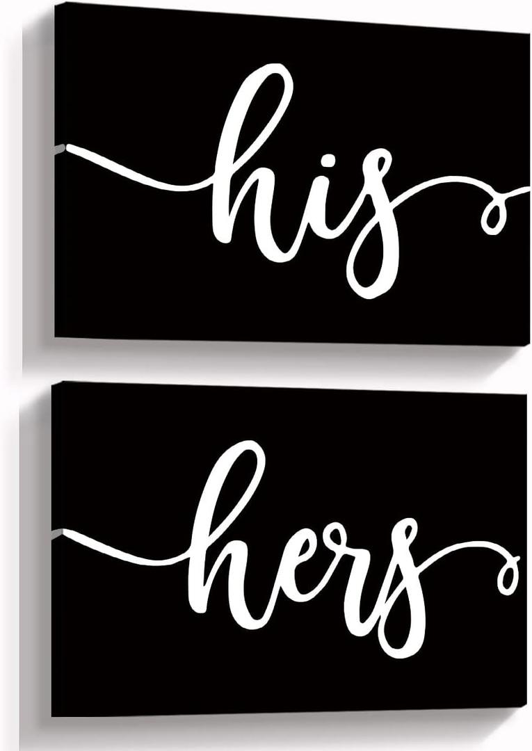 hold fizz His and Hers Bedroom Bathroom Decor, Black Couple Wall Art 11x14 Set of 2, Bedroom Wall Decor for Couples, Christmas Valentines Day Gifts for Husband and Wife Wall Decor