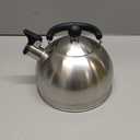 Mr. Coffee Carterton Stainless Steel Whistling Tea Kettle 1.5-Quart Capacity, Mirror Polish Finish, Durable Tea Kettle for Stovetop, Fast Boiling, Easy Pouring