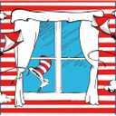 7x5ft Fabric Cartoon Window Kite Photography Backdrop Red White Stripes Background Birthday Hat Decorations Baby Shower Photo Tapestry Booth Props