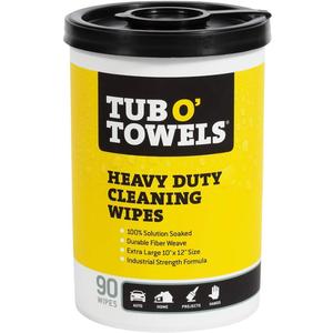 Tub O Towels TW90 Heavy-Duty 10" x 12" Size Multi-Surface Cleaning Wipes, 90 Count Per Canister