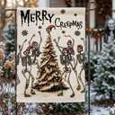 MERRY CREEPMAS Garden Flags for Outside Decoration, Christmas Skeleton Small Yard Flag, Seasonal Farmhouse Winter Holiday Outdoor Decor 12x18 Inch Vertical Double Sided
