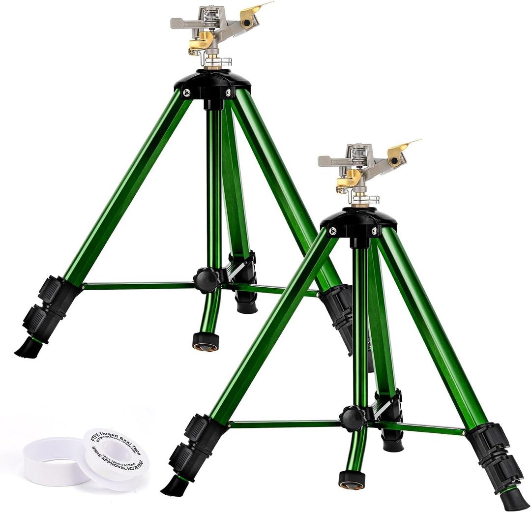 Keten Impact Sprinkler on Tripod Base, 2 Pack Lawn Sprinklers for Yard with 360 Degree Large Area Coverage, Extra Tall Heavy Duty Water Sprinkler for Lawn/Yard/Garden (2 PACKS)