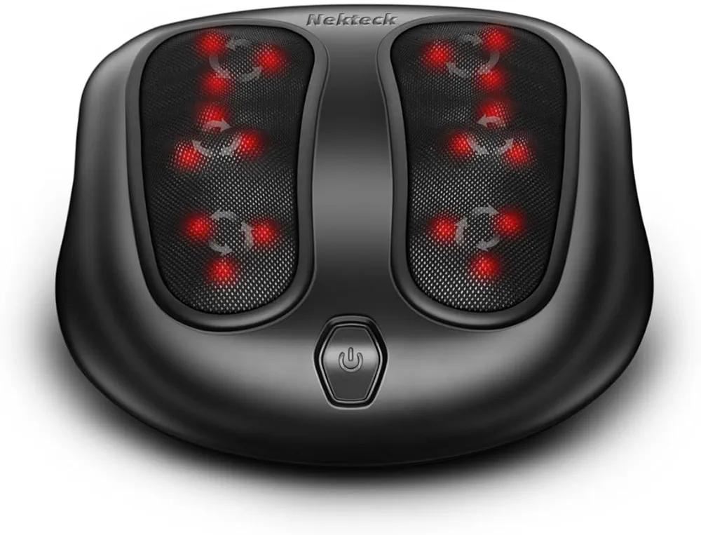 Nekteck Foot Massager with Heat, Shiatsu Heated Electric Kneading Foot Massager Machine for Neuropathy, Plantar Fasciitis, Feet Massage for Pain Relief, Circulation, Valentines Gifts for Man Woman Her