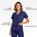 Scrubs for Women Set - V-Neck Scrub Top & Jogger Pants with 9 Pockets, Stretch Comfortable Medical Uniform (Blue, S)