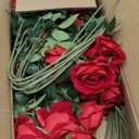Rowfad 60 Pcs Artificial Roses Bulk Velvet Silk Roses Red Rose Flowers for Wedding Centerpieces Bridal Bouquet Mohter's Day Valentine's Day Christmas Home Decor (60, Red)
