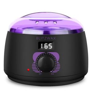BLITZWAX Brazilian and Bikini Wax Pot for Women, Hard Waxing Warmer for Face, Legs and Body, At Home Hair Removal Machine, Beginner Friendly, Digital Fast Heating, 16oz Capacity (Dark Purple)