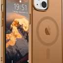 SUPFINE Magnetic for iPhone 14 Case & iPhone 13 Case (Compatible with MagSafe)(Military Grade Drop Protection) Slim Translucent Matte Shockproof Phone Cover,Brown
