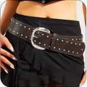 Black Studded Belt for Women Rock Rivet Wide Leather Belt for Dress Pants Y2K Cowgirl Chunky Belts Punk Thick Belt (Fits Waist Size:29''-33'', Coffee)