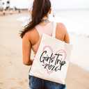 GXVUIS Canvas Tote Bag for Women Aesthetic Girls Trip Love 2025 Reusable Shoulder Bags for Shopping Beach Gift for Friend