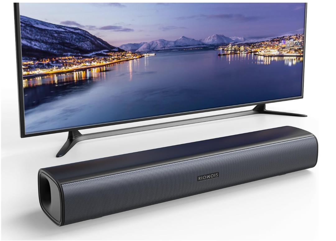 RIOWOIS Sound Bar for Smart TV, Soundbar for TV with Bass Reflector and Easy Set up, Home Audio Surround Sound System for TV PC Projector, Wall Mountable