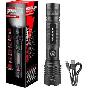 GearLight S2000 LED Rechargeable Flashlight High Lumens - Super Bright, Powerful, Mid-Size Tactical Flashlight for Outdoor Activity & Emergency Use (1 Pack, (Rechargeable))