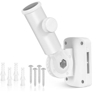 Adjustable Flag Pole Holder, Flag Pole Bracket for Outside House Heavy Duty Aluminum, Multi-Position Flag Pole Mounting Bracket Rust Free with Hardwares, 1" Inner Diameter (White-1 Pack)