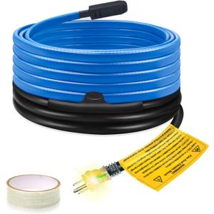 Self-Regulating Pipe Heating Cable for Pipe Frost Protection, Ci-Fotto 15FT Snow Deicing Heat Tape with Built-in Thermostat to Protect Water Pipes, Metal/Plastic House Pipes, Gutters, Troughs (7 W/ft)