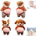 2 x 4 Pcs 3D Shiba Inu Dog Belly Stickers, Super Soft Silicone Anti-Collision Stickers, Cute Squishy Dog Belly Sticker as Car Door Protector, Table Edge Protector & Cute Decor Sticker for Home and Car