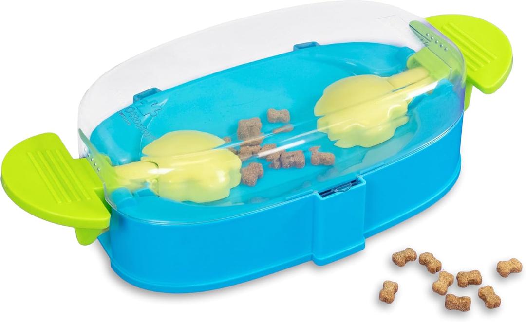 Outward Hound by Nina Ottosson Paw N' Play Dog Treat Puzzle, Level 2 Intermediate Enrichment Toy, Blue, Small