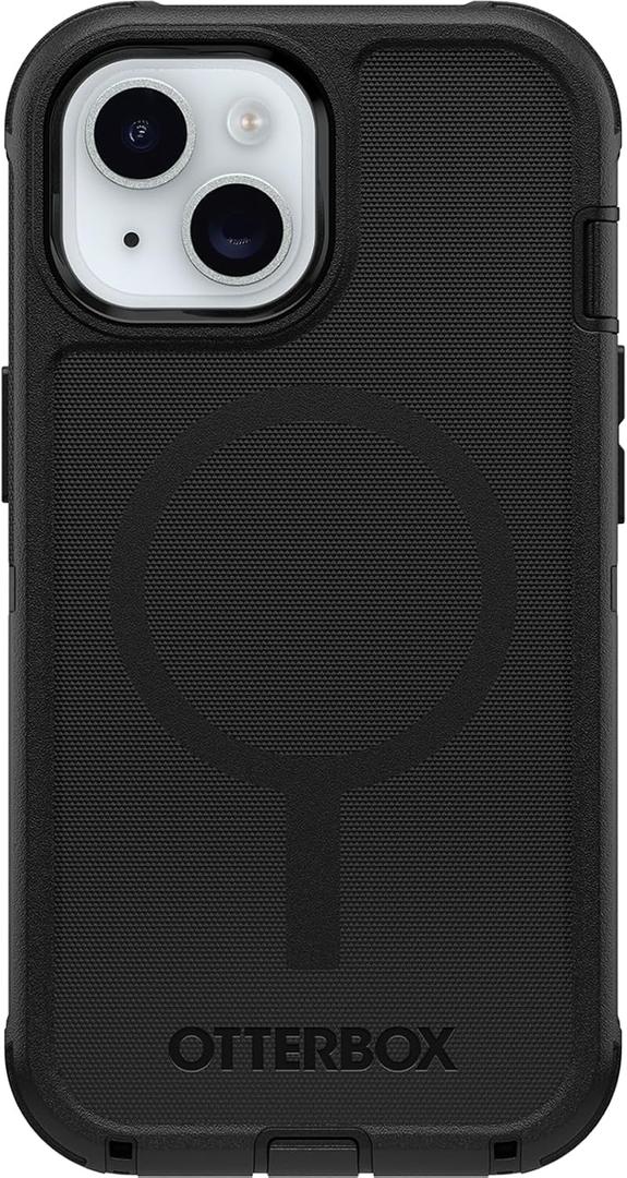 OtterBox Defender MagSafe Case for iPhone 17e, 16e, iPhone 15, iPhone 14, iPhone 13 7X Military-Grade Drop Protection, Rugged Grip Texture, Strap Anchors, Port Covers Non-Retail Packaging Black