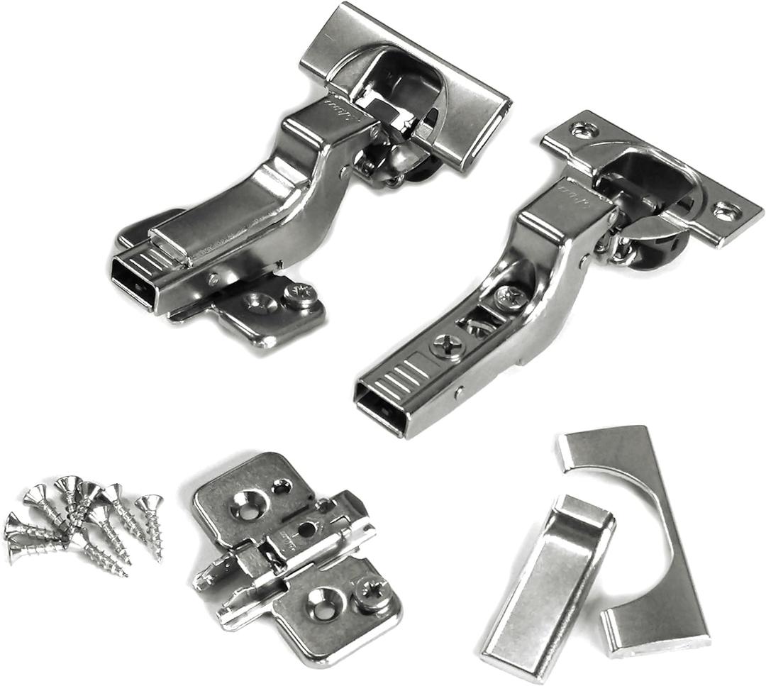 Blum Clip top BLUMOTION Soft Close Hinges, 110 Degree, Self Closing, Frameless, with Mounting Plates and Hinge Cover Plates (Inset - 2 Pack (1 Pair))