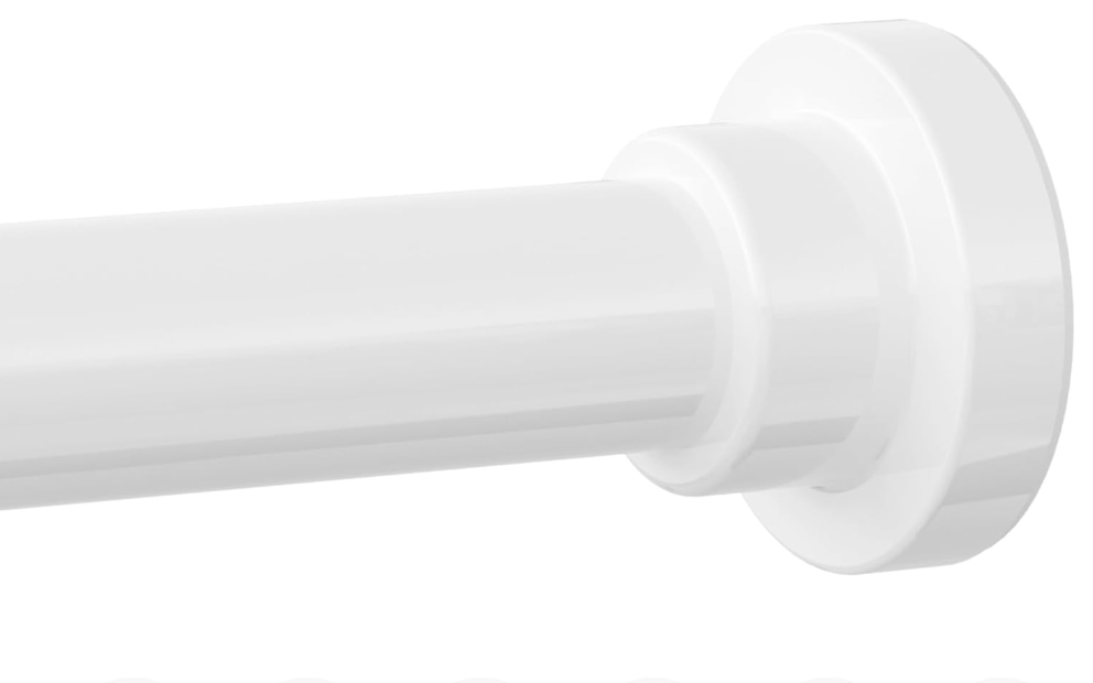 Mcrbeay Shower Curtain Rod, 1" Diameter Heavy Duty Tension Shower Rod, Non Slip Adjustable 28102 inch No Drilling Shower Curtain Rods Spring Tension For Bathroom, Shower Stall, No Rust, White