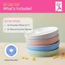 Elk and Friends Kids 6.7 Porcelain Divided Plates with Silicone Suction Sleeves | Suitable for Babies/Kids/Toddlers | Microwave & Dishwasher Safe | Non Slip | Snack Dishes | 4 Pack (Blush/Lilac/Sage/MistyBlue)