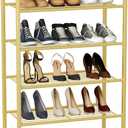 HOMEFORT Shoe Rack 6-Tier, Shoe Storage Shelf, Industrial Shoe Tower, Narrow Shoe Organizer for Closet Entryway, Small Shoe Rack Table with Durable Metal Shelves,Gold (6-Tier (11.8"D x 23.23"W x 40.55"H))