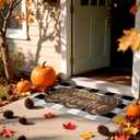 2 Pcs Thanksgiving Fall Rug Coir Door Mats Outdoor Pinecones Doormat for Front Nonslip Fall Welcome Rugs Funny Door Entrance Mat 2-in-1 Buffalo Plaid Rug for Autumn Porch Entryway Decor, 17x30