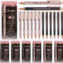Sayglossy 30 Sets 80th Birthday Supplies for Guests Include 30 Cheers to 80 Years Ballpoint Pens with 30 Thank You Cards 50 OPP Bag and 50 Twist Ties Office School Birthday Anniversary Party Favors (Rose Gold)