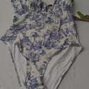 Womens Tie Floral Sexy One-Piece Tankini Bathing Suits Slimming Swimsuit (Blue1), XL