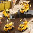Construction Truck Toys Set for Kids Aged 1 2 3 4 5 6 7 8, Truck Playset with Toy Car, Light and Sound, Movable Parts Construction Toys for Toddlers, Birthday Gifts for Boys Girls 2-4 4-7